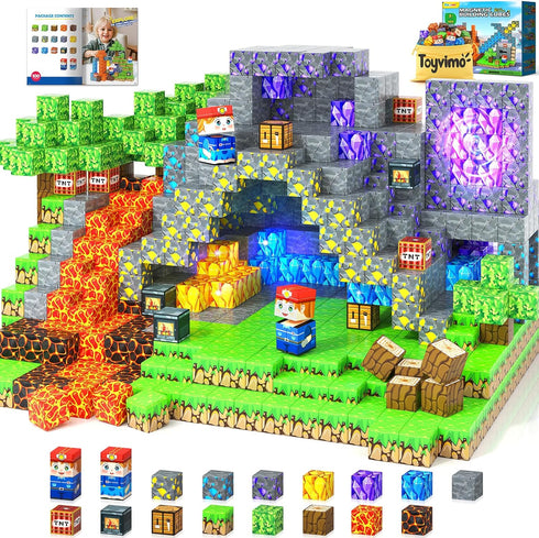 Toyvimo Magnetic Blocks 100PCS Kids Toys Magnetic Building Blocks Build Mine Magnet World