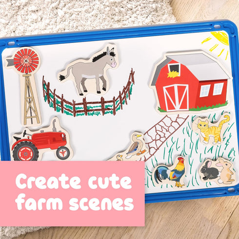 SPARK & WOW Wooden Magnets - Farm, Set of 20, Cute Magnets for Kids Ages 2+
