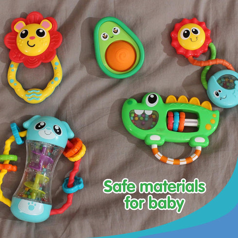 Baby Rattles Toy Set - Infant Sensory Shack and Grab Teether Rattle, Newborn Development Gifts for 6-12 Months