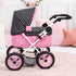 3+ Bayer Foldable Doll Stroller with Storage - Black, Pink & White Hearts Design for Kids