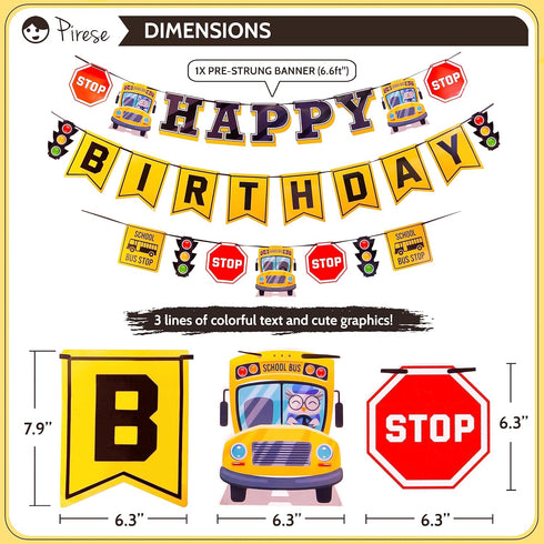 Wheels On The Bus Birthday Decorations, School Bus Party Decorations for School Bus Birthday Theme
