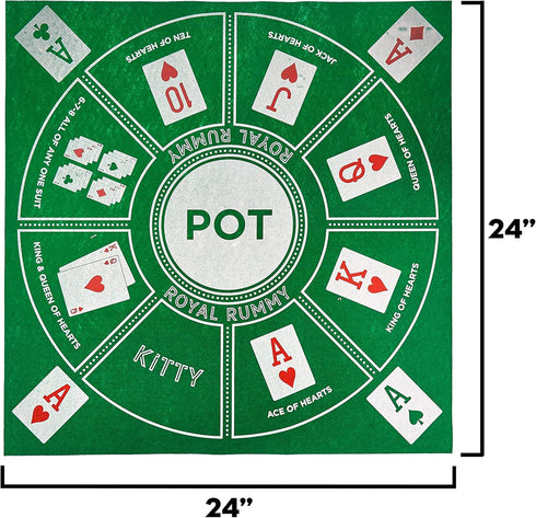 Rummy 24" 24" Rummy, Rummy 30+ 2-9 MBGBrybelly Royal Play Mat - x Green Felt Mat - Classic Family Casino Card Games