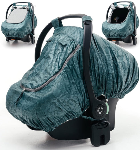 SA ACCESSORIES Universal Fit Car Seat Covers for Babies, Waterproof Infant Cover with Storage Bag, Green Snake