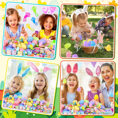 OCTERIC 360 Set, 120 240 Pcs Pastel Prefilled Easter Toy Plastic Eggs Filled with Assorted Toys Stickers for Kids Boys