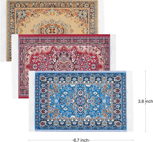 1/12 6 3.8, 3 (No.1) SAMCAMI Dollhouse Accessories Woven Carpet, Scale Doll House Accessories and Furniture, Dollhouse