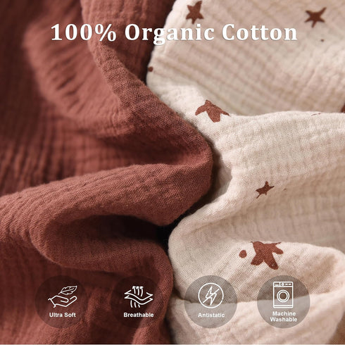 2 100% Mattress(52x 28), TADO MUSLIN Baby Crib Sheets PCS, Organic Cotton Crib Sheet for Standard Crib Fitted and Soft