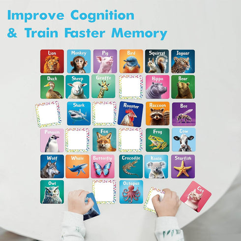 72 36 4 5 6 Hebayy PCS Memory Matching Game, Real Animal Matching Cards for Toddlers Pairs Memory Cards for Preschool