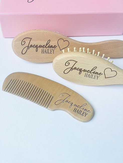Set Set| Personalized Wooden Baby Brush | Wooden Baby Brush and Comb Personalized Baby Gift | Personalized Baby Gift