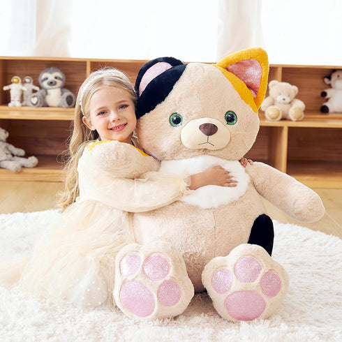 EARTHSOUND 30" Giant Cat Stuffed Animal Plush Toy, Large Kitten Jumbo Cute Fluffy Plushie, Gifts for Kids