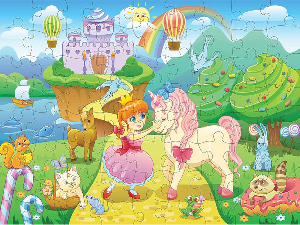 Kids Jigsaw Puzzles (72 Pieces) - Durable Toddler Puzzles for Ages 4-8 - Princess and Unicorn Design