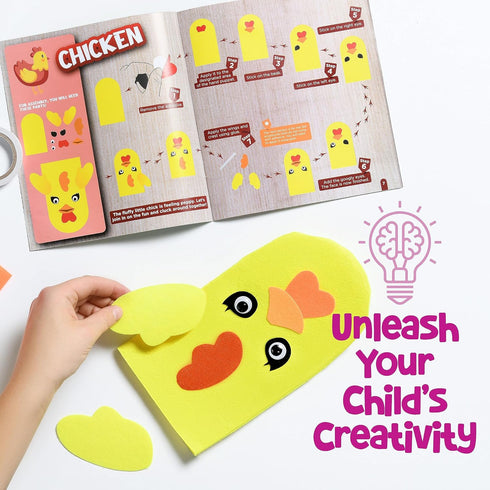 10 Hand Puppet Kit Make Your Own Animal Characters, Felt Pieces, Simple Step-by-Step Instructions, Arts & Crafts