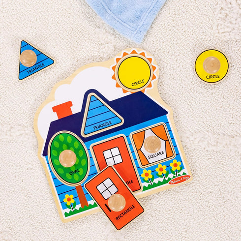 Melissa & Doug First Shapes Jumbo Knob Wooden Puzzle - Chunky Baby Puzzle for Toddlers Ages 1+