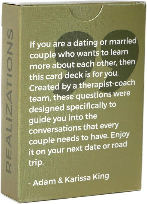 REALIZATIONS Card Deck - Fun Game for Couples - 52 Questions to Know Your Partner - Dating Gift