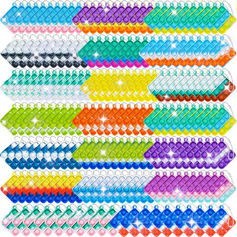 200 Pack Mini Pop Keychain Fidget Toys Square Sensory Stress Relief Toy