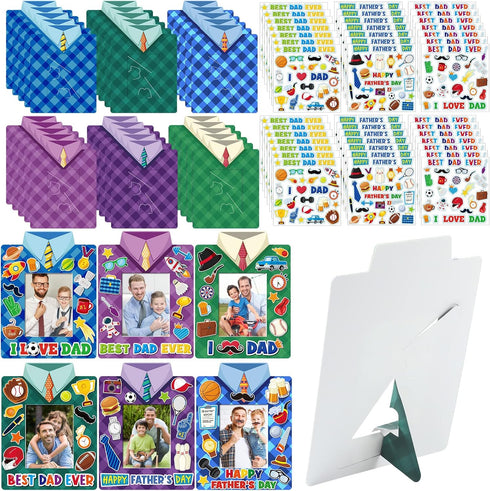 Chunful 72 Pieces Father's Day Picture Frame Crafts Kits, 36 Standing Paper