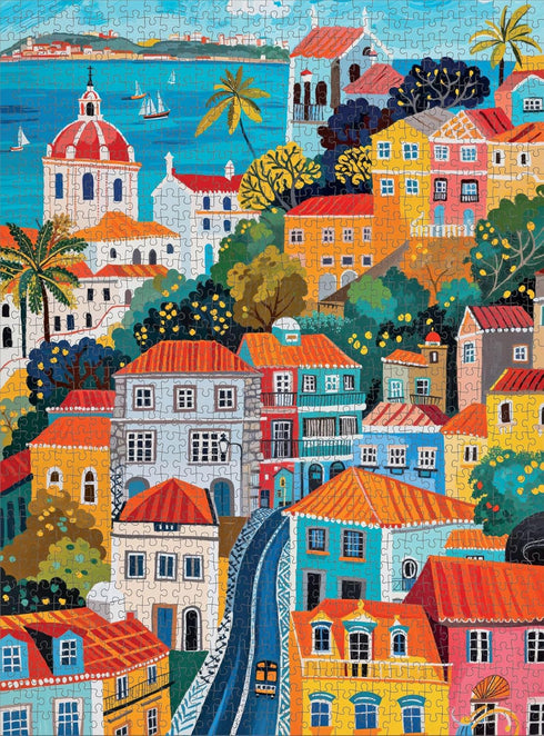 Vibrant Vistas of Lisbon, 1000 Piece Jigsaw Puzzle, Eco-Friendly Lisbon Cityscape, Bright and Colorful