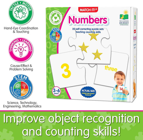 The Learning Journey: Match It! - Numbers - Self-Correcting Number & Counting Puzzles, Multicolor