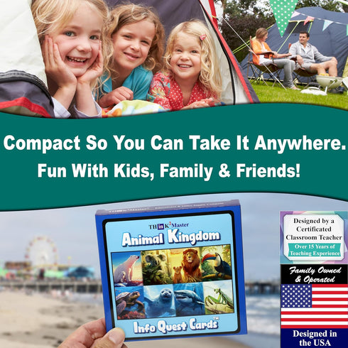 THINK2MASTER Animal Kingdom Info Quest Educational Card Game - Fun Learning for Kids, 2-12 Players, Age 6+, Classroom,