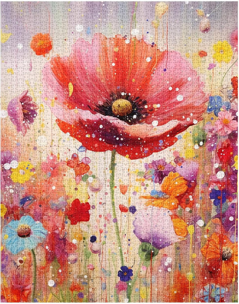 Tucocoo Red Poppy Jigsaw Puzzle, 1000 Pieces for Adults, Beautiful Blossom Flowers for Family Activity Games, 20 x 27