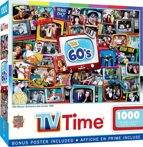 MasterPieces 1000 Piece Jigsaw Puzzle - 60's Television Shows - 19.25"x26.75" for Adults, Family, or Youth