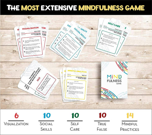 Mindfulness Therapy Game: 50 Cards for Kids, Teens & Adults to Teach Social Skills, Self Care & More