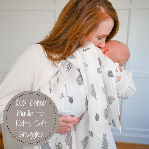 100% Cozy 47 47 Inches LollyBanks Baby Blanket, Cotton Muslin Swaddle Blankets for Boys, Large x Newborn Blanket, Soft