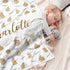 Novusopt Personalized Baby Blanket Custom Bunny Flannel Blanket with Name Sublimation Receiving Lightweight Girl Rabbit