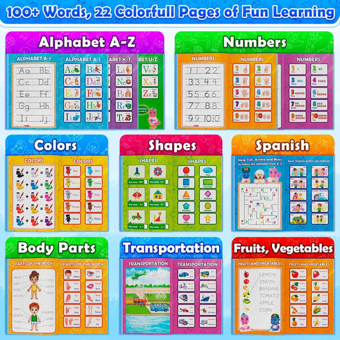2 4 Curious Learn ABC Learning for Toddlers | Learning Resources | English & Spanish Sound Book | Preschool Learning