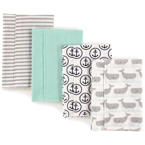 Hudson Baby Unisex Baby Cotton Flannel Burp Cloths, Gray Whale, One Size