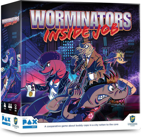 Worminators: Inside Job - Cooperative Board Game, Buddy Cop Worms Save a City, Ages 14+, 1-4 Players, 60 Min