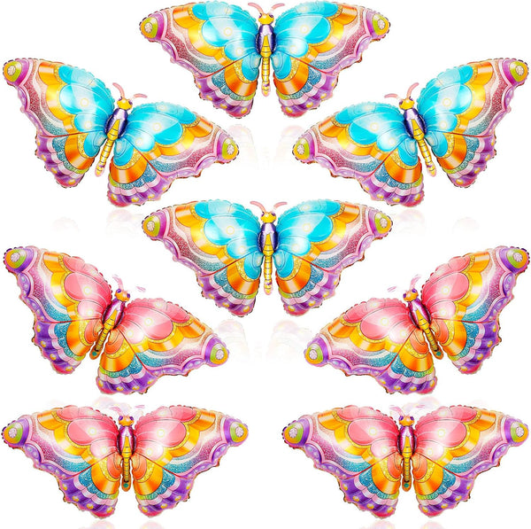Butterfly Balloons - Colorful Aluminum Foil for Themed Party Wedding Birthday Baby Shower Decorations (Pink, Blue)