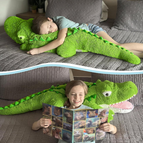 51 inch 4ft Tezituor Giant Alligator Stuffed Animals, Hugging Large Alligator Plush Body Pillow for Girls Boys, Soft