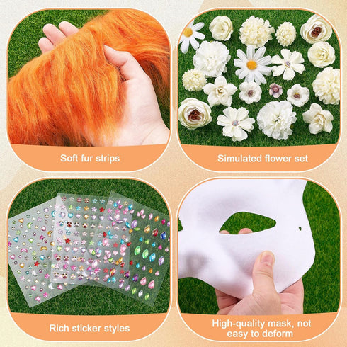 Seenelling 31 Set Pcs DIY Therian Mask Kit Blank Cat Mask Material Kit Accessories for Therian Gear Stuff