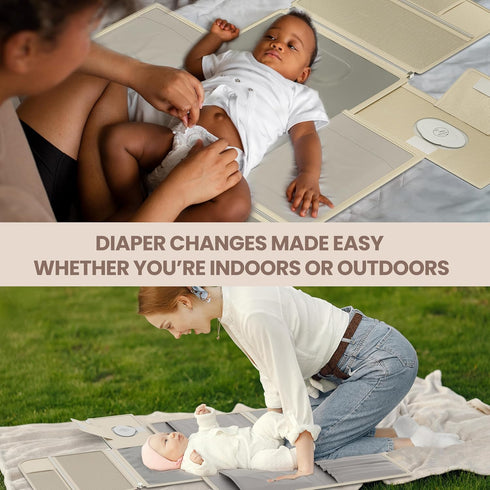 Portable Diaper Changing Pad - Large, Waterproof Travel Changing Pad for Baby with Extra Storage, Wipes Pocket