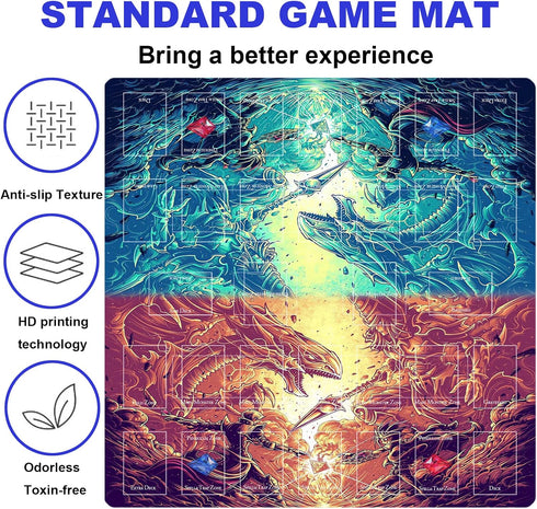 2 60x60cm/23.6x23.6inch Card Rubber Mat - Player, Square playmat for Gamer