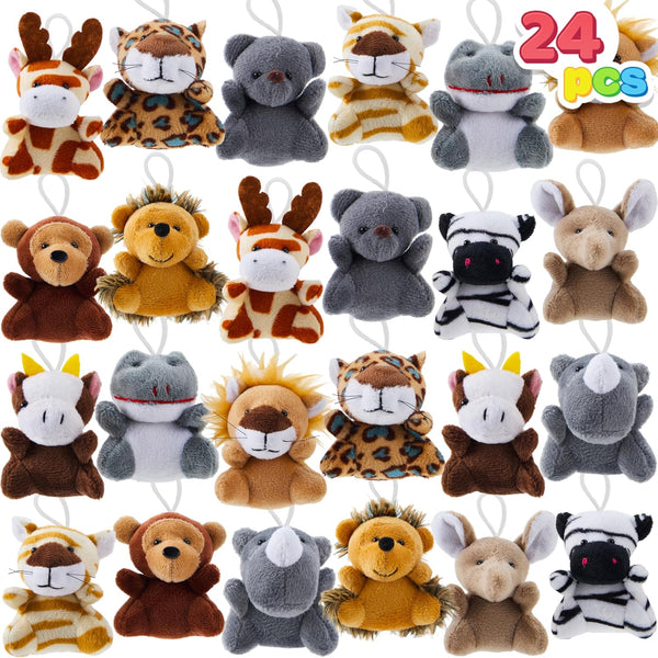 JOYIN 24 Pcs Mini Safari Animal Plush Toys (24 Units 3" Each),