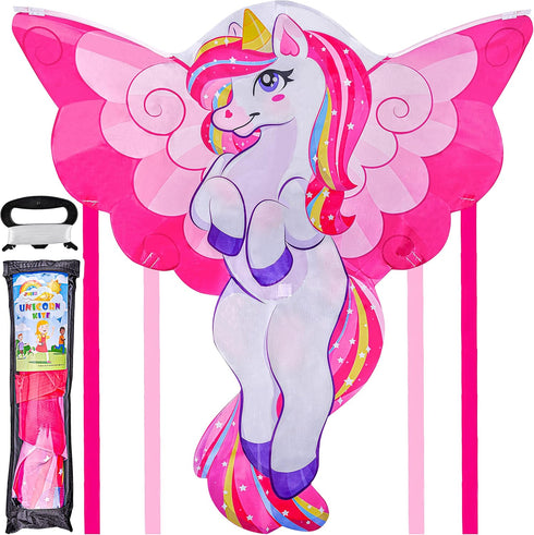 JOYIN 43.3'' GIANT Unicorn Kite, Easy to Fly Huge Kites for Kids and Adults with 262.5 ft String