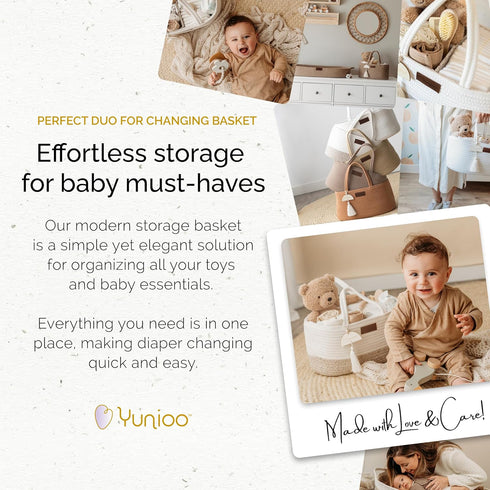 Yunioo Baby Diaper Caddy Organizer, Portable Nursery Storage Basket with Sturdy Handle Diaper Caddy Basket, Car Caddy