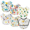 6 Pcs Baby Feeding Bibs Toddler Waterproof Bib Set with Crumb Catcher Pocket for 6-12 Months
