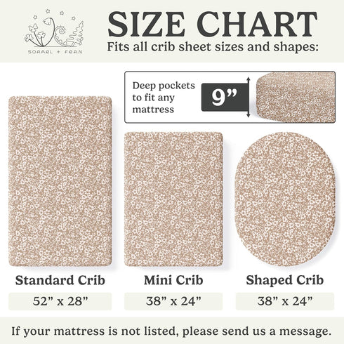2 Pack Crib Sheets Neutral - Fitted Baby Crib Sheets Bed for Girl Boy - Standard & Toddler Mattress (Poppy Fields)