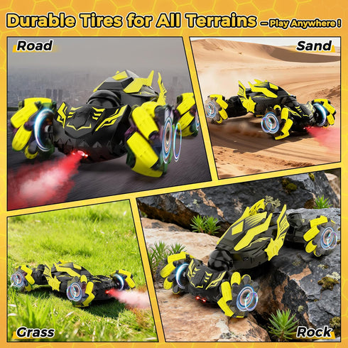 6-12 2.4GHz 4WD 360 6-12 Gesture Sensing RC Stunt Car, Toys for Years Old Boys, Hand Controlled Remote Controlled Car