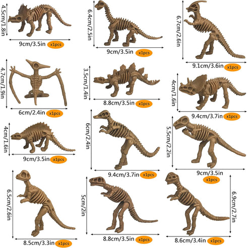 36 PCS Dinosaur Fossil Skeletons, Assorted Figures Dino Bones for Science Play, Party Favor Decorations