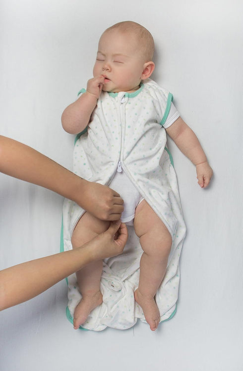Amazing Baby Microfleece Sleeping Sack, Wearable Blanket with 2-Way Zipper, Playful Dots, Blue, Small 0-6 Month, Use