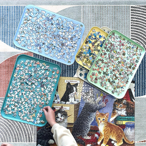 6 Pack Extra-Large Puzzle Sorting Trays, Stackable 16.9" x 12" Sorter for 2000/3000/5000 Puzzle Pieces