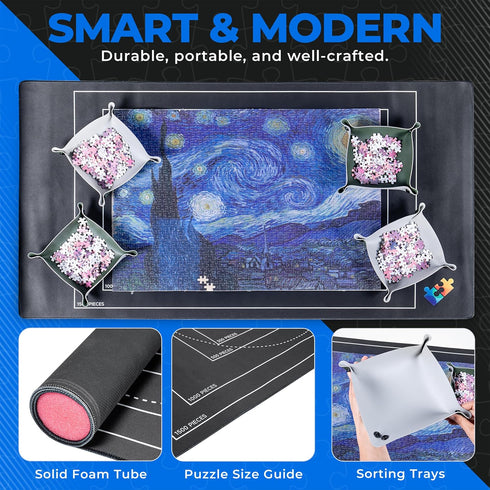 ABZZO 1000 1500 4 46 26 Inches Puzzle Mats for Jigsaw Puzzles - Roll Up Puzzle Mat Piece and Pieces - Puzzle Matt