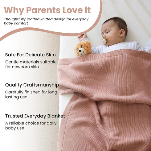 70% 30% 30x40 Inch, Baby Knitted Blanket Organic Cotton Tencel Soft Breathable Swaddle & Receiving Blanket for Newborns