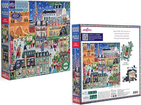 1000 23" 23" eeBoo Piece Puzzle - Paris Christmas Jigsaw Puzzle for Adults, Square x Made with Recycled Board