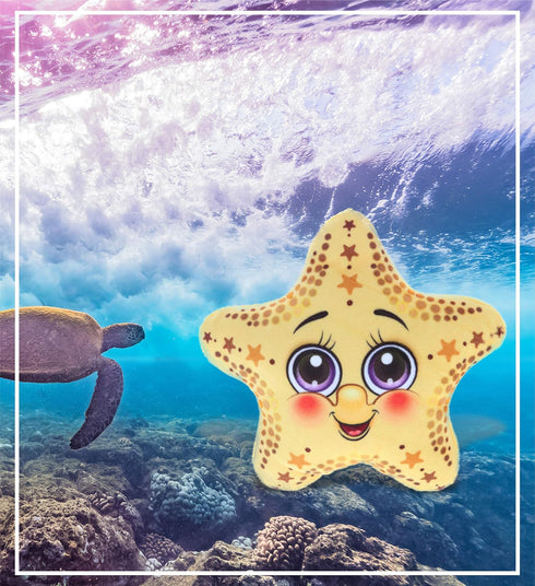 DolliBu Yellow Starfish Stuffed Animal, 5.5 Inch Plush Toy, Huggable Cuddle Gift for Kids and Toddlers.