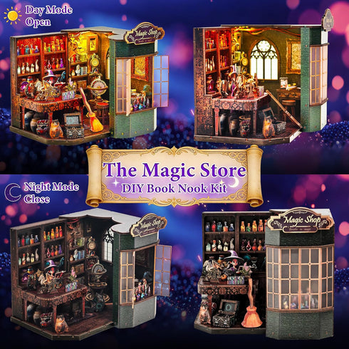 OTIOTHING 3D Book Nook Kit DIY Miniature House Dollhouse for Adults & Teens, Wooden Puzzle Tiny House Bookshelf Insert