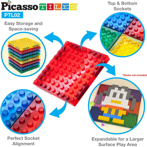PicassoTiles Magnetic Brick Tiles STEM Building Block Set, Creative Magnetic Tiles Construction Toy Educational